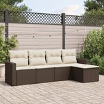 vidaXL Salon de jardin avec coussins 5 Pièces marron résine tressée