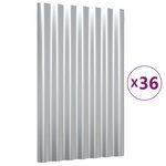 vidaXL Panneaux de toit 36 Pièces Acier enduit de poudre Argenté 60x36 cm