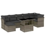 vidaXL Salon de jardin 8 Pièces avec coussins gris résine tressée