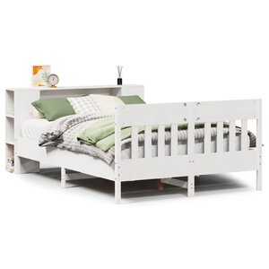 vidaXL Lit bibliothèque sans matelas blanc 120x190 cm bois pin massif