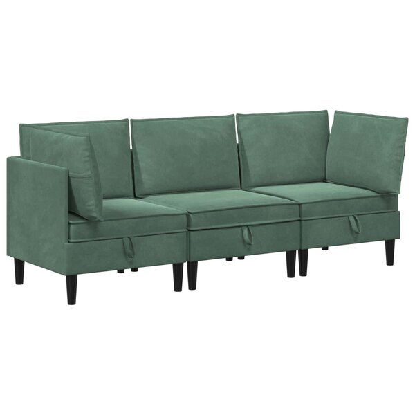 vidaXL Ensemble de meubles pour le salon 3 Pièces Vert Mer Velours