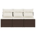 vidaXL Canapé de jardin avec coussins 3 places brun résine tressée