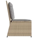 vidaXL Banc inclinable de jardin avec coussins beige résine tressée
