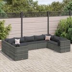 vidaXL Salon de jardin 9 Pièces avec coussins Gris Résine tressée