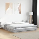 vidaXL Cadre de lit et lumières LED sans matelas sonoma gris 160x200cm