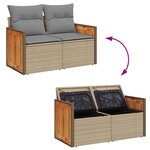 vidaXL Salon de jardin avec coussins 7 Pièces beige résine tressée acacia