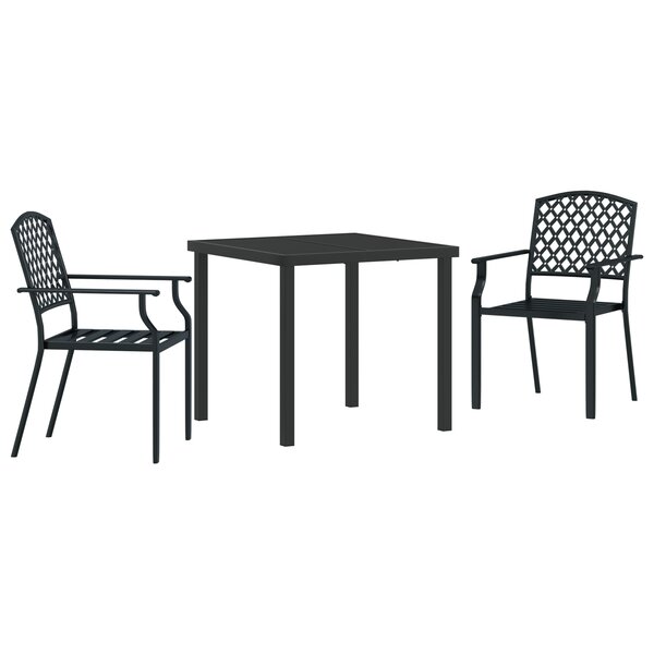 vidaXL Ensemble de salle à manger de jardin 3 pièces en acier anthracite