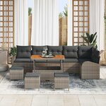 vidaXL Ensemble de canapé de jardin 10 Pièces Gris Poly rotin