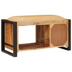 vidaXL Banc de rangement avec toile 80x35x40 cm en bois massif brut de mangue