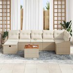 vidaXL Ensemble de canapé de jardin 8 Pièces Beige Poly rotin