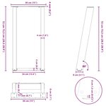 vidaXL Pieds de table console en U  2 pièces  acier naturel  38 x (72-73) cm