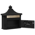 vidaXL Boîte aux lettres murale avec stockage Noir 40.5 x 15.5 x 44 cm