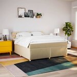 vidaXL Sommier à lattes de lit avec matelas Crème 180x200 cm Tissu