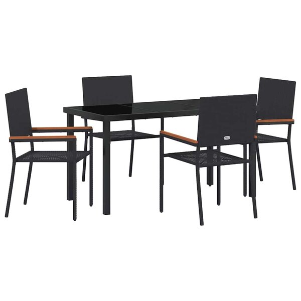 vidaXL Ensemble de salle à manger pour jardin 5 Pièces Noir polyrotin