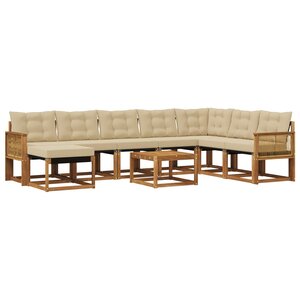 vidaXL Ensemble de canapés d'extérieur 9 pc Naturel et Beige