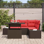 vidaXL Ensemble de canapé de jardin 6 Pièces Marron et rouge polyrotin