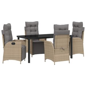 vidaXL Ensemble de salle à manger pour jardin 5 Pièces Beige polyrotin