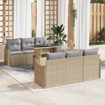 vidaXL Ensemble de canapé de jardin 7 Pièces Beige 100 x 55 x 73 cm