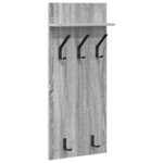 vidaXL Porte-manteau mural avec étagère Gris Sonoma 40 x 10 x 90 cm