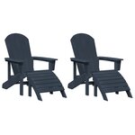 vidaXL Chaises Adirondack avec Repose-pied 2 Pièces Bleu Marine HDPE