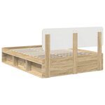 vidaXL Cadre de lit avec tête de lit Sonoma 140 x 200 cm Pin massif