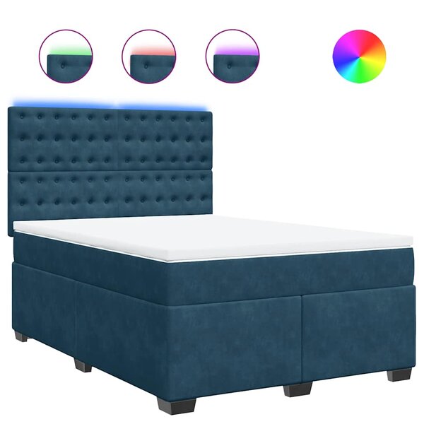 vidaXL Sommier à lattes de lit et matelas bleu 140x190 cm velours
