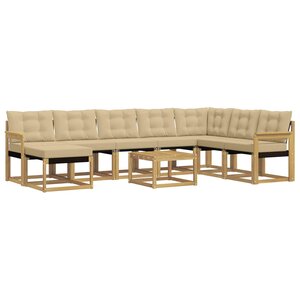 vidaXL Ensemble de canapés d'extérieur 9 pc Blanc et Beige