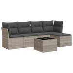 vidaXL Salon de jardin 6 Pièces avec coussins gris clair résine tressée