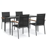 vidaXL Ensemble à manger de jardin 5 Pièces noir textilène et acier