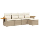vidaXL Salon de jardin avec coussins 5 Pièces beige résine tressée