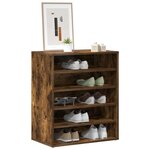 vidaXL Meuble à chaussures Chêne fumé 60x35x70 cm Bois d'ingénierie