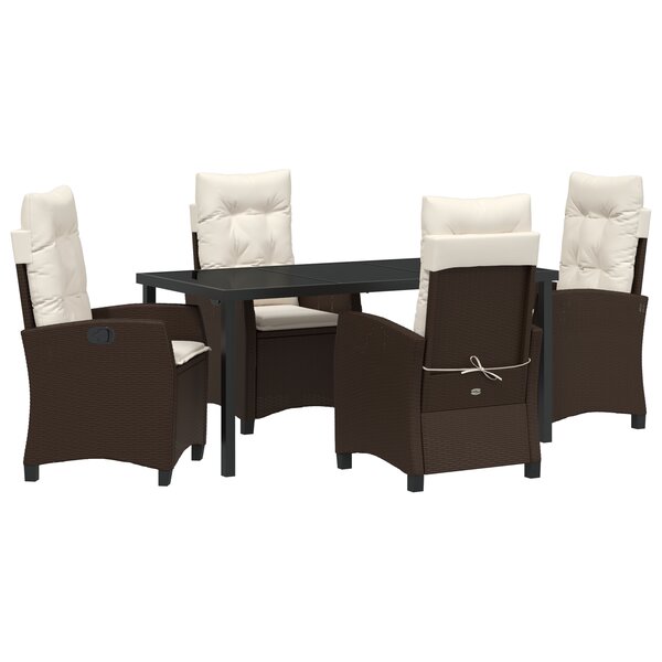vidaXL Ensemble de salle à manger de jardin 5 pièces avec coussins Marron Poly Rattan
