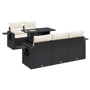 vidaXL Salon de jardin 6 Pièces avec coussins noir résine tressée