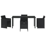 vidaXL Ensemble de salle à manger de jardin de 5 pièces avec coussins Noir Poly Rattan