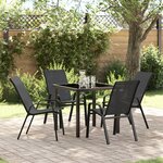 vidaXL Ensemble de salle à manger de jardin de 5 pièces en Textilène noir et acier
