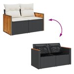 vidaXL Canapé de jardin avec coussins 2 places noir résine tressée