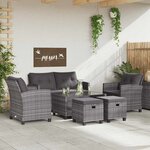 vidaXL Salon de jardin 6 Pièces avec coussins Résine tressée Gris foncé