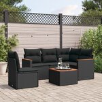 vidaXL Salon de jardin 6 Pièces avec coussins noir résine tressée