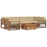 vidaXL Ensemble de canapés d'extérieur 7 pc Naturel et Beige