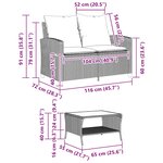 vidaXL Canapé de jardin 2 places coussins et table gris résine tressée