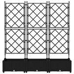 vidaXL Jardinière avec Treillis 3 Pièces Noir 120x40x125.5 cm
