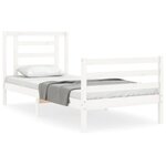 vidaXL Cadre de lit et tête de lit blanc 100x200 cm bois massif