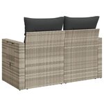 vidaXL Canapé de jardin 2 places et coussins gris clair résine tressée