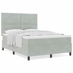 Lit Box Spring vidaXL avec matelas Gris clair 140x200 cm Velours