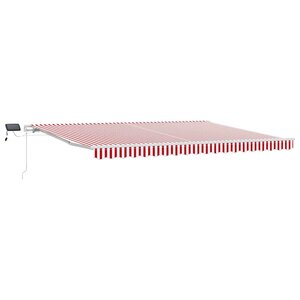 vidaXL Auvent Rétractable Rouge et Blanc 450 × 350 cm Tissu et acier