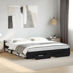 vidaXL Cadre de lit avec tiroirs sans matelas noir 180x200 cm