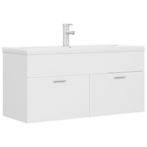 vidaXL Armoire d'évier avec lavabo intégré Blanc Aggloméré