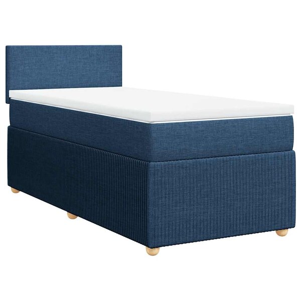 vidaXL Sommier à lattes de lit avec matelas Bleu 90x200 cm Tissu