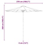 vidaXL Parasol de jardin Ø 270 x 260 cm Bambou Rond Crème blanc