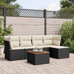 vidaXL Salon de jardin 6 Pièces avec coussins noir résine tressée
